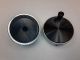 KNOB with set screw for 1/4 Inch shafts, KN-1755 ABS, Aluminum, Black and Silver, 15mm tall, 44mm wide, Handle 12mm tall, Bin 43