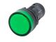 LED PANEL LAMP INDICATOR 12VDC, 12VAC, 24VDC, 24VAC, 1 inch Diameter, Lens, Fits 7/8 inch Hole Size, Green
