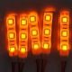AMBER LED Strip, Working Voltage 12VDC, 60mA, 3 leds/  2 Inches / 55 mm Long x 8mm Wide, Waterproof,  Flexible, Adhesive backed