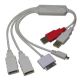 4 PORT USB 2.0 HUB CABLE TYPE w/ iPod, iphone #4 connector, micro usb, 2x usb A