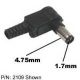 DC PLUG 1.7mm x 4.35MM Right Angle. EIAJIII EIAJ3 Class, Mates with 263B, 375B, 220B Jacks.