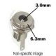 DC POWER JACK 3.0mm x 6.3mm. Mounting Hole Size .437 Inch. Mates with 208B Plug