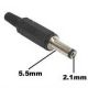 DC COAXIAL PLUG 2.1mm x 5.5mm, Mates with 212B, 321B, 2112B, 247B Jacks