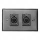 2 Gang, 3 Pin XLR Female Plate-Stainless, Equal to Swithcraft J3FS
